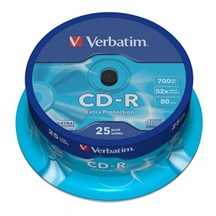 Disk CD-R 700MB/80min Verbatim DataLife ExtraProtection 52x 25pack spindl plast box