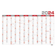 Kalendář 24N/BKA5 Nástěnný roční - B1 - červený 964x670